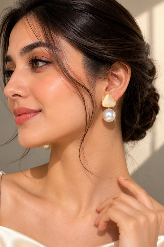 Triangle Ivory Glow Earrings