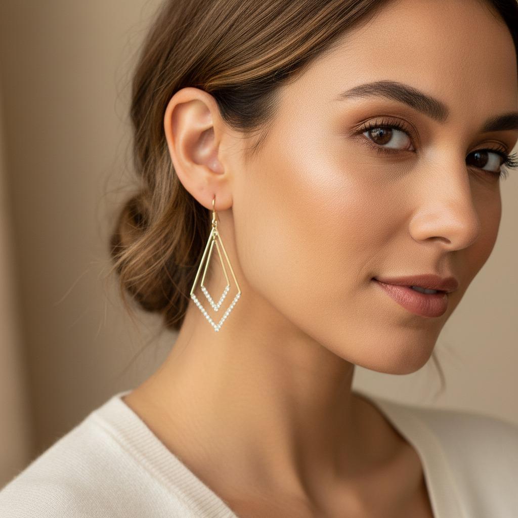 Diamond Edge Drop Earrings