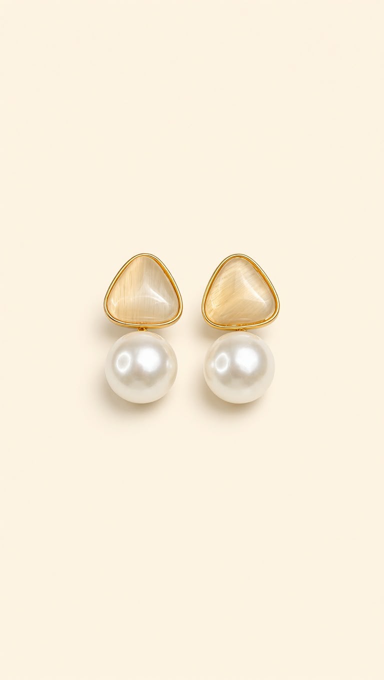 Triangle Ivory Glow Earrings