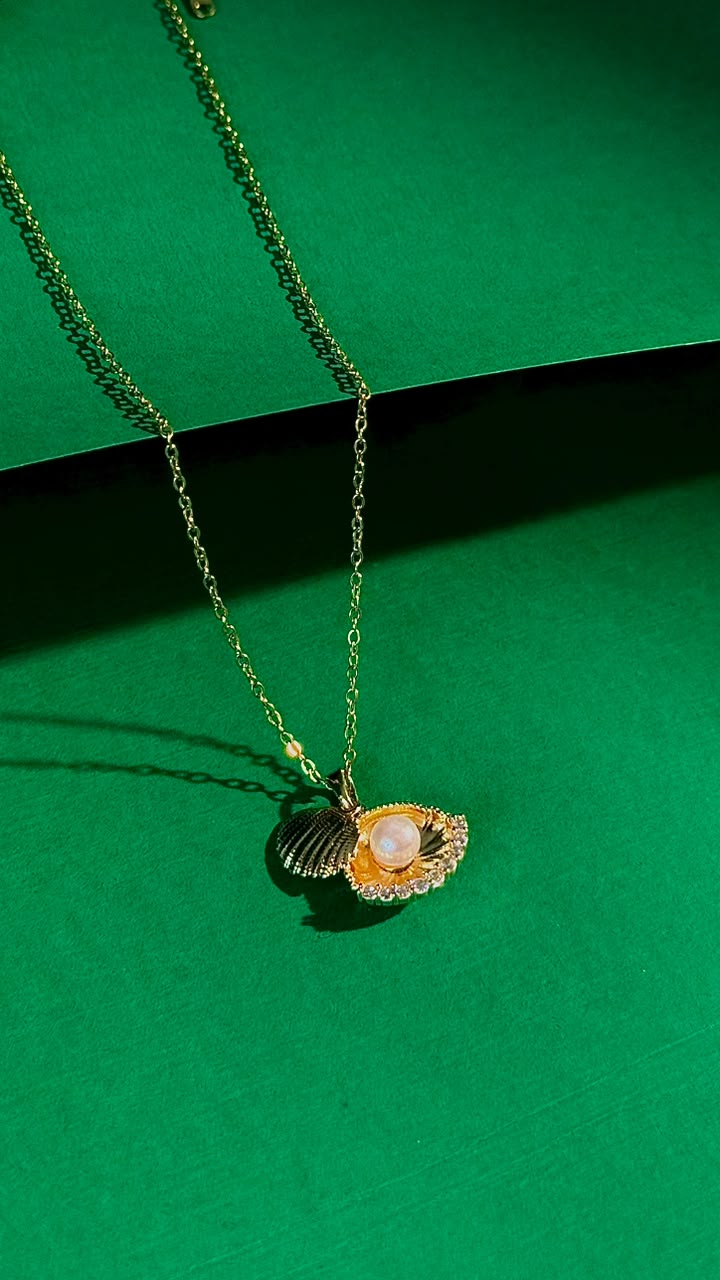 Seashell Pearl Charm Necklace