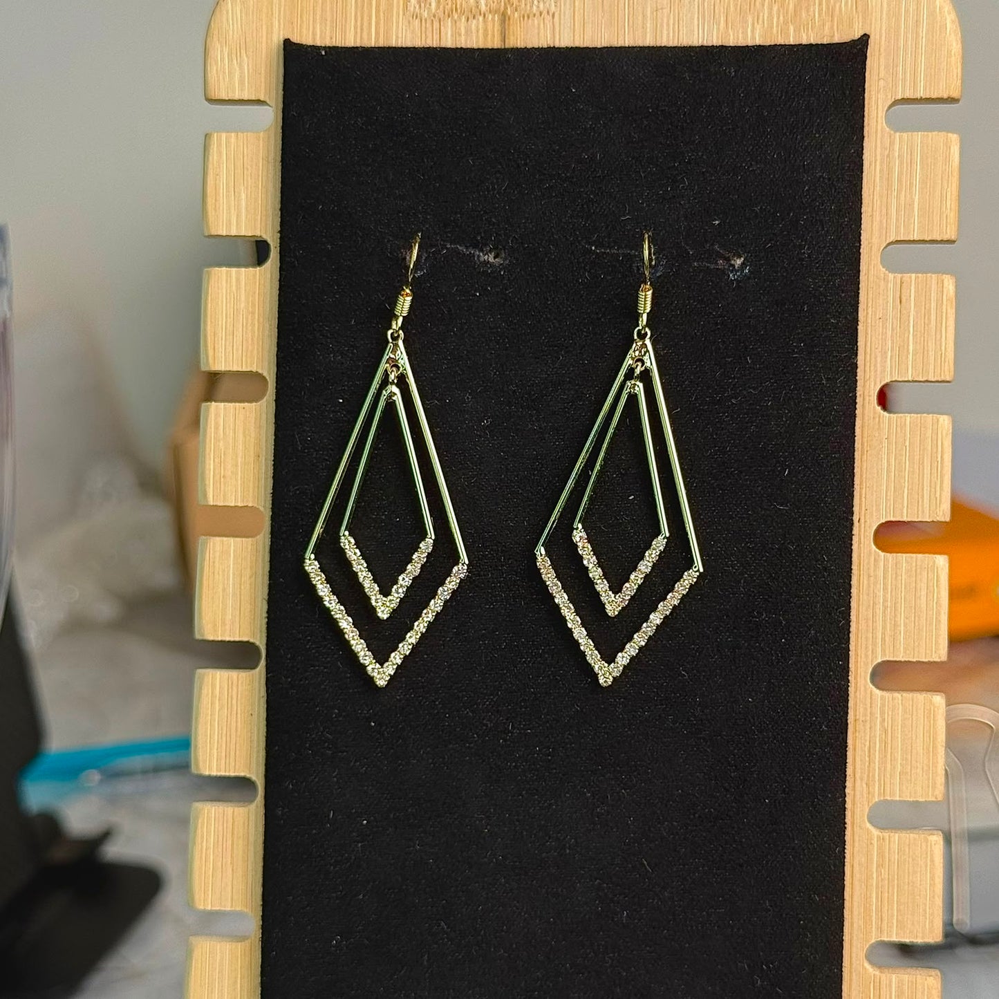 Diamond Edge Drop Earrings