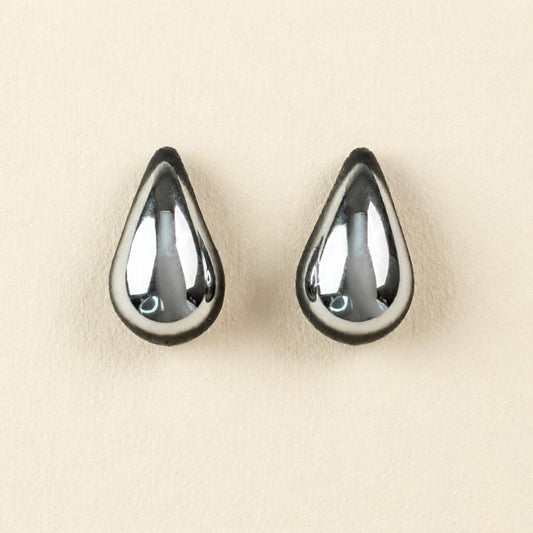 Silver teardrop stud earrings
