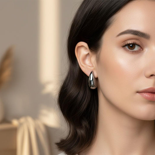 Silver teardrop stud earrings