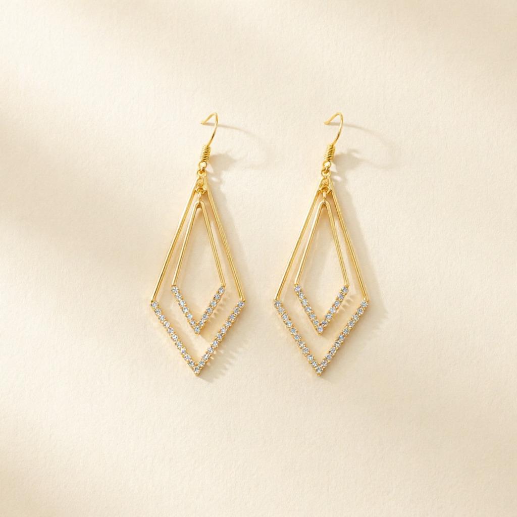Diamond Edge Drop Earrings