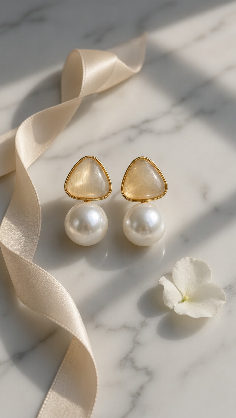 Triangle Ivory Glow Earrings