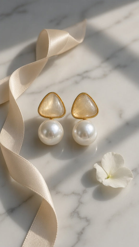 Triangle Ivory Glow Earrings